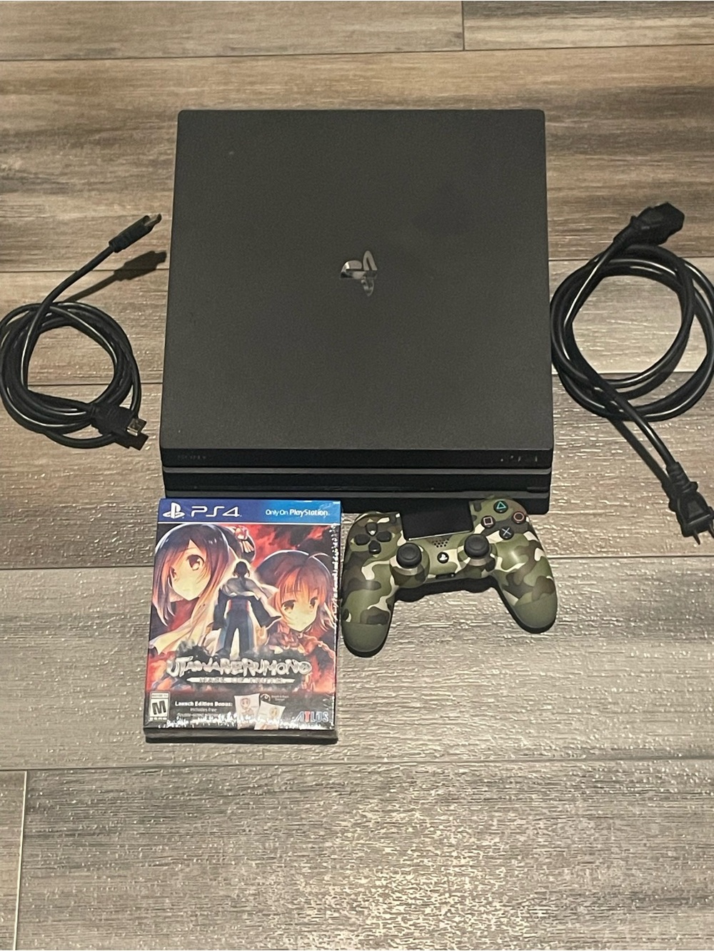Sony PS4 Pro Black Console with Green Camo Wireless Controller and Game